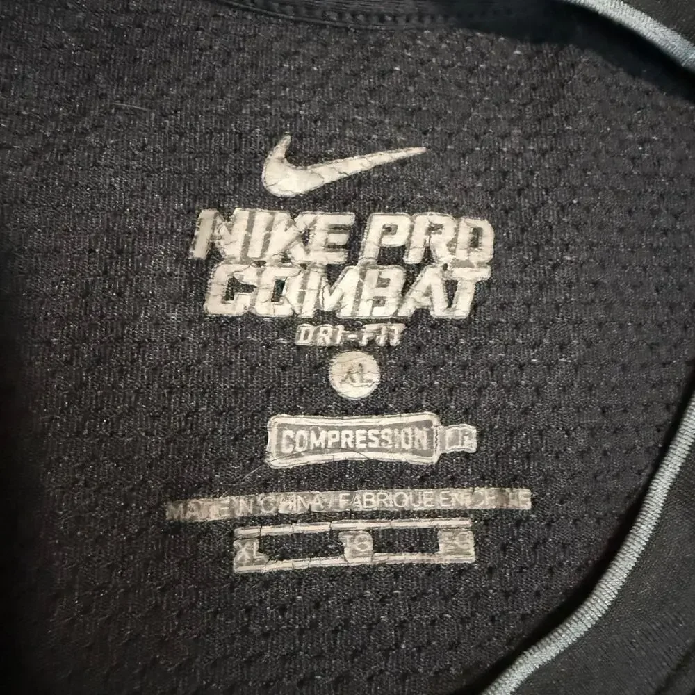 Nike Pro Combat Padded Football Compression Shirt Black Red Youth Size XL